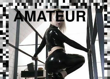 amatör, porrstjärna, blond, fetisch, latex