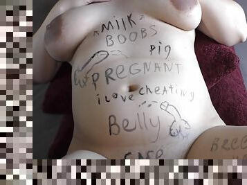 Cuckold Hubby Do Bodywriting On Hotwife Before Cheating Sex With Huge Boobs