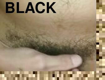 Masturbating on black chair