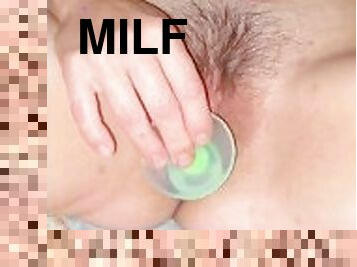 fitta-pussy, amatör, brudar, milf, dildo, ensam, vått, halloween