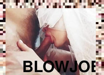 Sloppy deepthroat blowjob by bride
