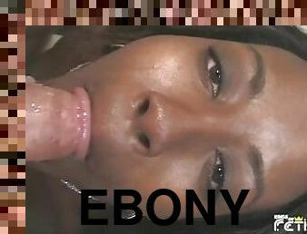 Ebony babe with huge boobs gets her pierced pussy pumped deep by two different guys