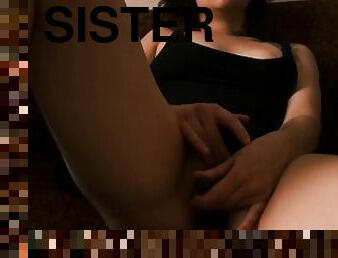 Step Sister showed step brother how she caresses himself