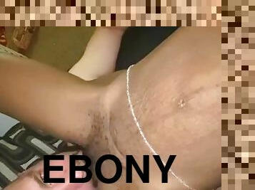 Eating young ebony pussy