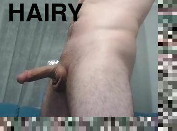 Straight hairy cam model showing thick cock and big ass