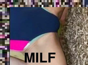Swimsuit Milf Posing and i cum ass