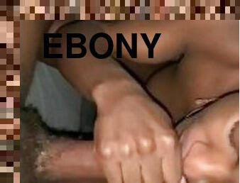 Ebony gives blowjob