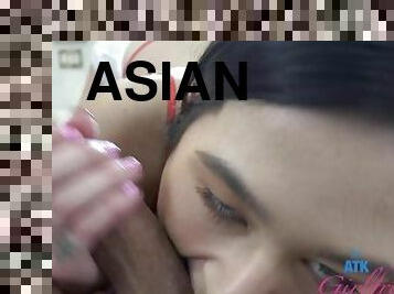 Hot and sexy babe Jasmine Wilde sucks mean asian cock and talks dirty