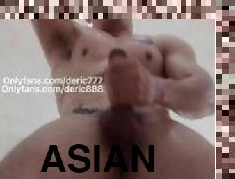 asiatisk, masturbation, amatör, gay, ensam, muskulös, tatuering