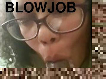 Sexy yellow nerd sucking dick