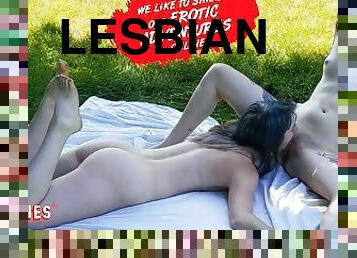 Lesbian Babes Enjoy Sexy Fun Outside