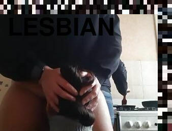 While my housekeeper was preparing breakfast, my girlfriend licked my pussy - Lesbian_illusion
