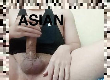 asiatisk, svær, onani, amatør, cumshot, stor-pikk, tenåring, runking, høyskole, kåt