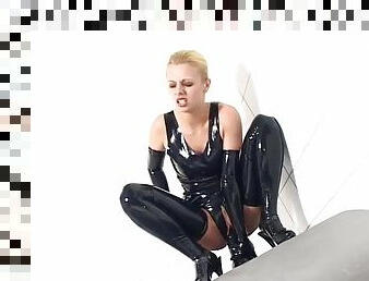 storatuttar, extrem, leksak, avrunkning, deepthroat, blond, dildo, fetisch, latex