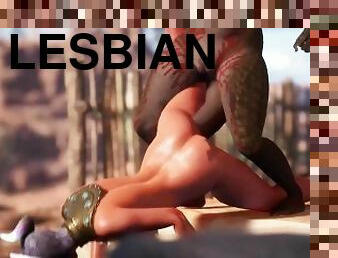 Lesbian Dragon Girl tail fucks Dragon Girl