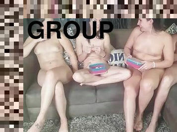 3 girls 1 guy orgy withdraw the papers guessing the participants and the actions  sex game
