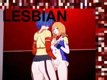 lesbisk, fingerknull, anime, hentai, 3d, fetisch