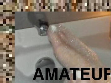 amatör, mörkhyad, massage, fötter, fetisch, ensam, vått