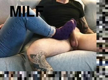 milf, mamma, slave, føtter, fetisj, footjob