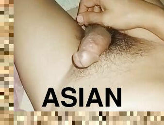 asiatisk, onani, stor-pikk, tenåring, handjob, runking, pikk