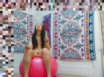 Horny Hairy Bong Smoker PinkMoonLust Exercise Naked Nude Bong hits 420 Smoking Long legs Camgirl Hoe