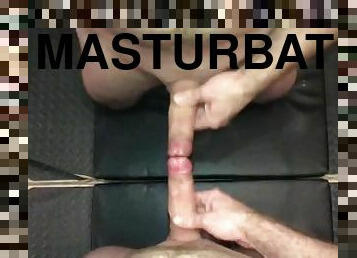 Solo Male Mirror Masturbation With Cumshot on Mirror Getting Licked Up