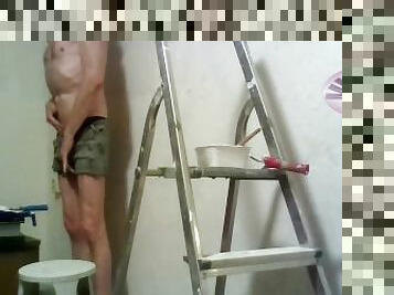 recorded webcam session with wall painting ends in a horny moaning cumshot 1 of 3