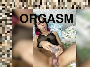 onani, orgasme, pussy, amatør, svart, fingret, knulling-fucking, dildo, alene, barbert