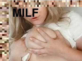 store-pupper, svær, amatør, milf, mamma, blond, pupper, melk, ammende