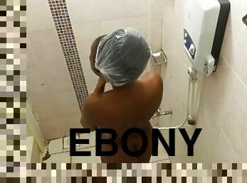 EBONY PETITE TAKING A SHOWER AFTER BEING FUCKED HARD