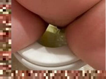Pregnant Milf Peeing in the toilet with baby bump