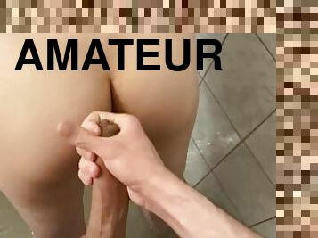 Cumming on my step brother’s ass under shower