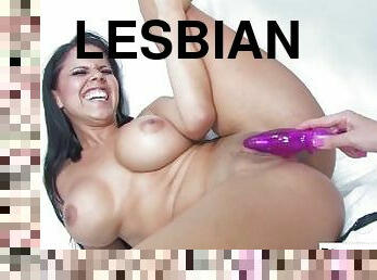 Big tittied Latina and Blonde Lesbians Licking