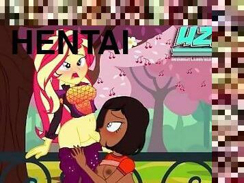 Sunset Shimmer Futa & Tzalanti in the Park Equestria Girls