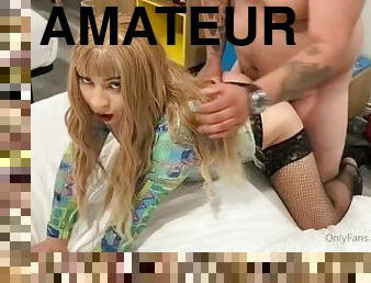 amatör, avsugning, trekant, ladyboy, slyna, ansiktssprut