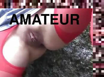 masturbation, utomhus, publik, fitta-pussy, amatör, brudar, tonåring, porrstjärna, petit, ensam