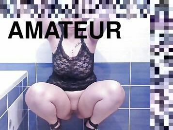 gros-nichons, énorme, pisser, chatte-pussy, femme, amateur, fellation, maison, française, joufflue