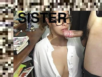 Step Sister Needs Help With Her Homework - I Cum On Her Face