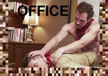 Twink office scout fucked bareback by a hunk of scout in the office