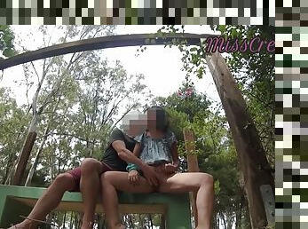 Pussy flash  Stranger caught me in the park and helped me cum