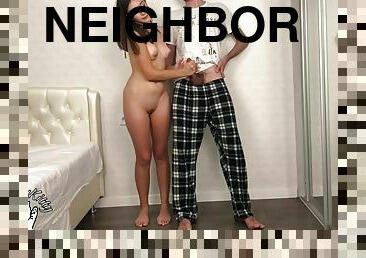 Sweet Neighbor couldnt say no to Tall Roommates cock! Mutual masturbation - cum handjob