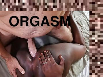 POV interracial anal orgasm with big white cock and ebony asshole