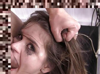 Kinky BDSM deepthroating, face fucking and pussy punishing