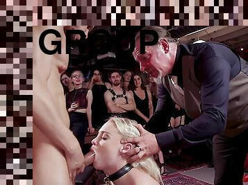 Arousing babes suck huge dicks at grop hardcore party