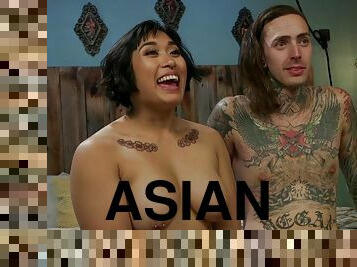 asiatisk, store-pupper, brystvorter, strapon, leke, bdsm, slave, dildo, fetisj, bondage