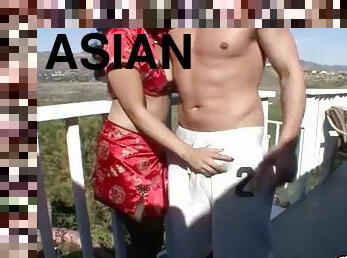 asiatisk, masturbation