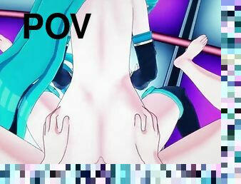 Hatsune Miku masturbates before getting fucked POV on stage