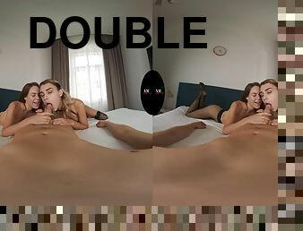 Double the Edging Fun - Double Blowjob MFF Threesome Virtual Reality Edging