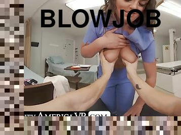 Sexy nurse Nolina Nyx gives you a full medical while riding your big cock!