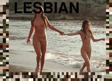 Lilu Moon & Honour May make lesbian love on the beach